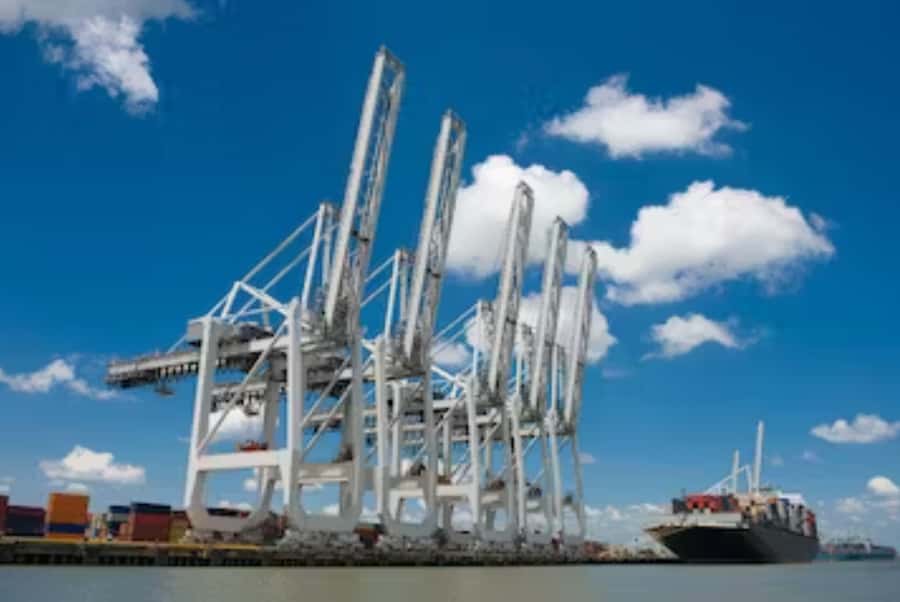 Savannah: Cruise Port Tour - Port of Savannah container terminal views: why the big ships feel close