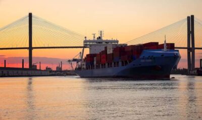 Savannah: Cruise Port Tour - Under the Talmadge Memorial Bridge: the first real skyline moment